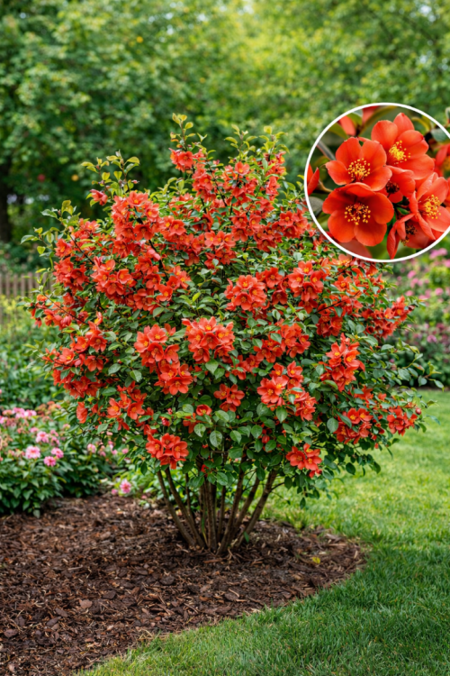 Vasada Japon Ayvası Fidanı Chaenomeles Japonica (Cydonia Japonica) Tüplü 50-70 cm Vasada Japon Ayvası Fidanı Chaenomeles Japonica (Cydonia Japonica) Tüplü 50-70 cm