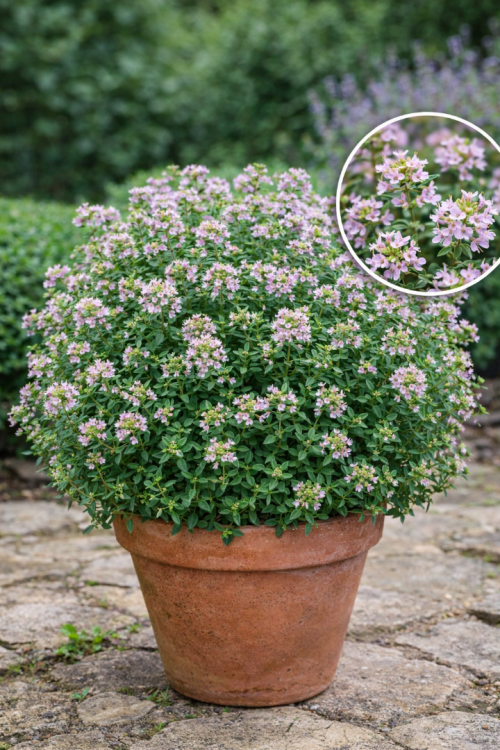 Vasada Yoğun Kokulu Kekik Fidesi Bahçe Kekiği Thymus ssp. Tüplü Vasada Yoğun Kokulu Kekik Fidesi Bahçe Kekiği Thymus ssp. Tüplü